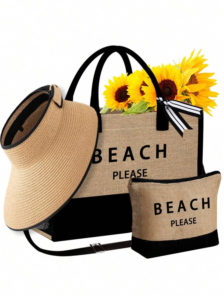 Tote Bag Beach - Beach Tote Bag Set With Sun