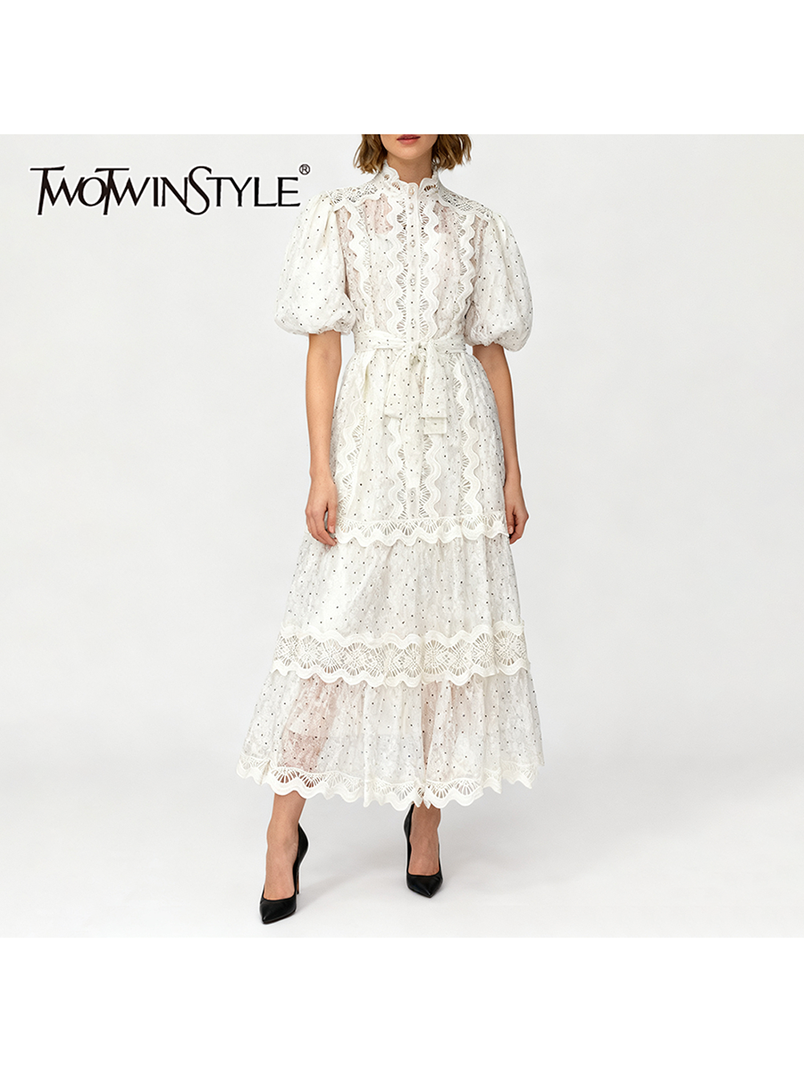 TWOTWINSTYLE Dot Print Sheer D - Linen Dress Wrap incelemesi ve fiyatı