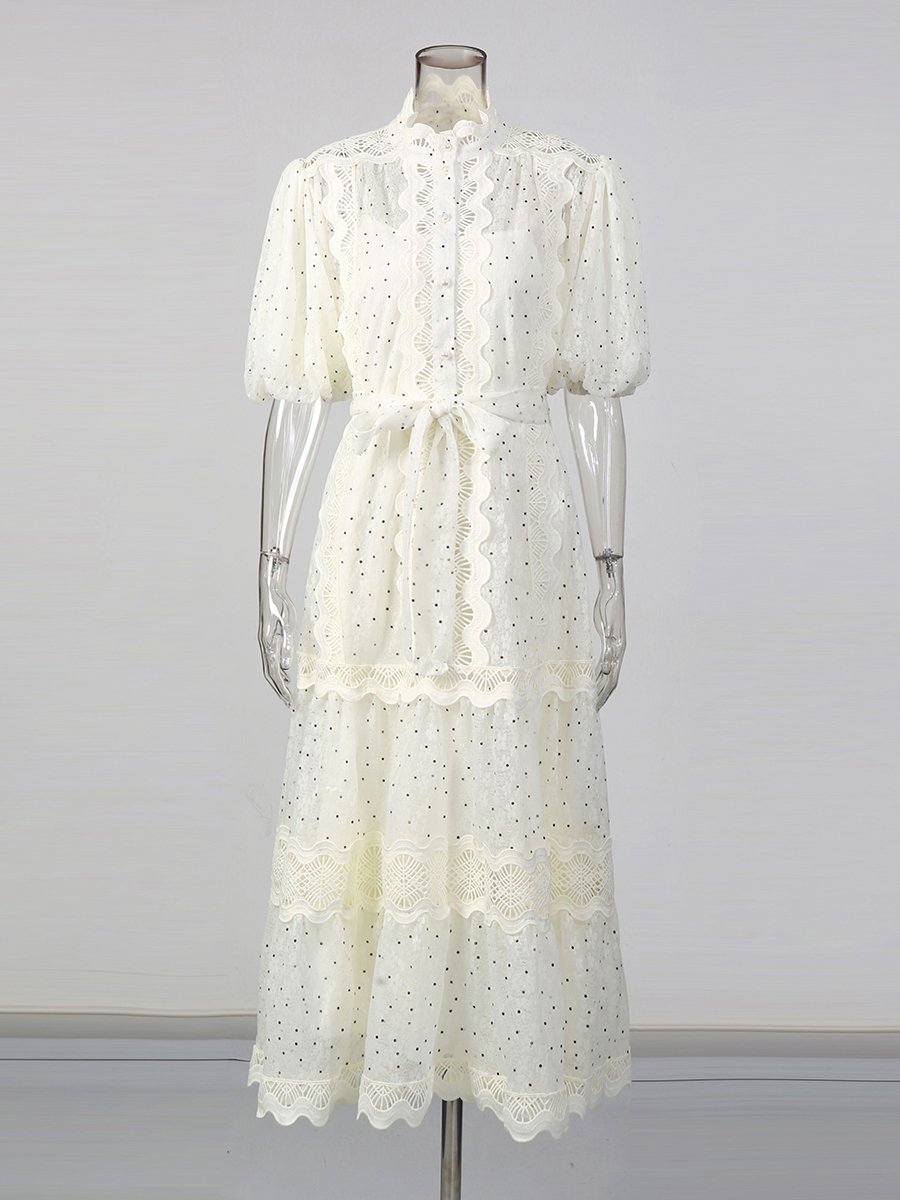 TWOTWINSTYLE Dot Print Sheer D - Linen Dress Wrap incelemesi ve fiyatı