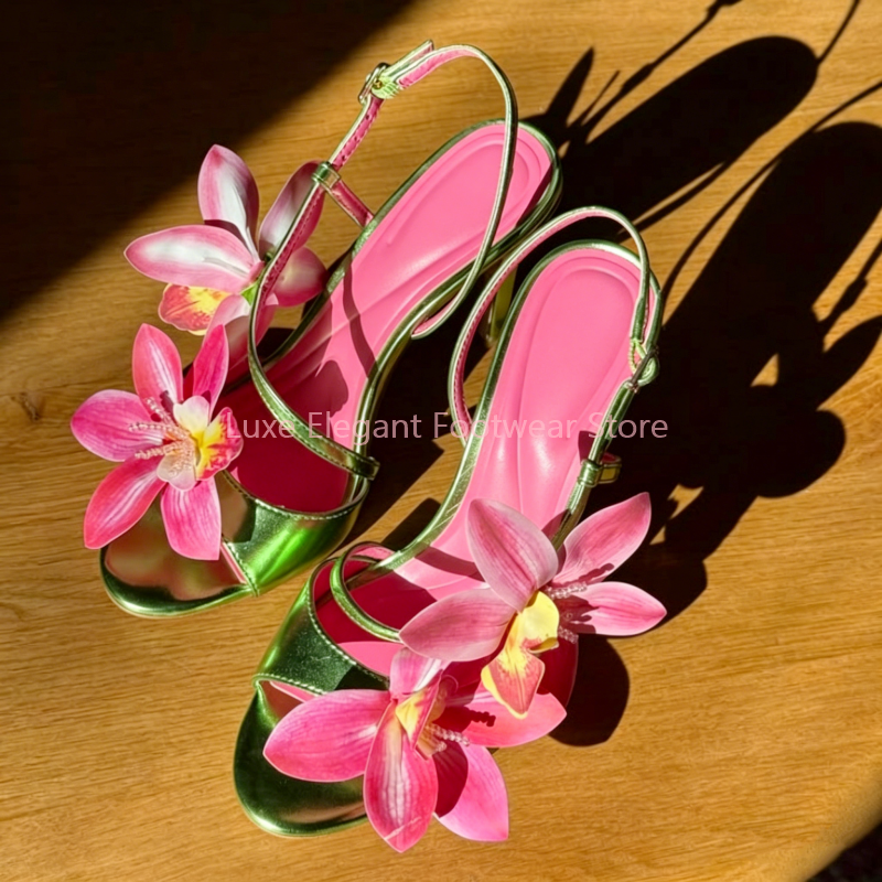 Red Flower Decor Back Strap Ho - Sandal Strappy Heeled incelemesi ve fiyatı