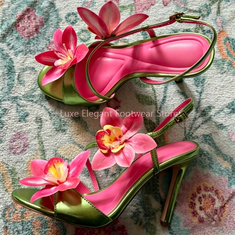 Red Flower Decor Back Strap Ho - Sandal Strappy Heeled incelemesi ve fiyatı