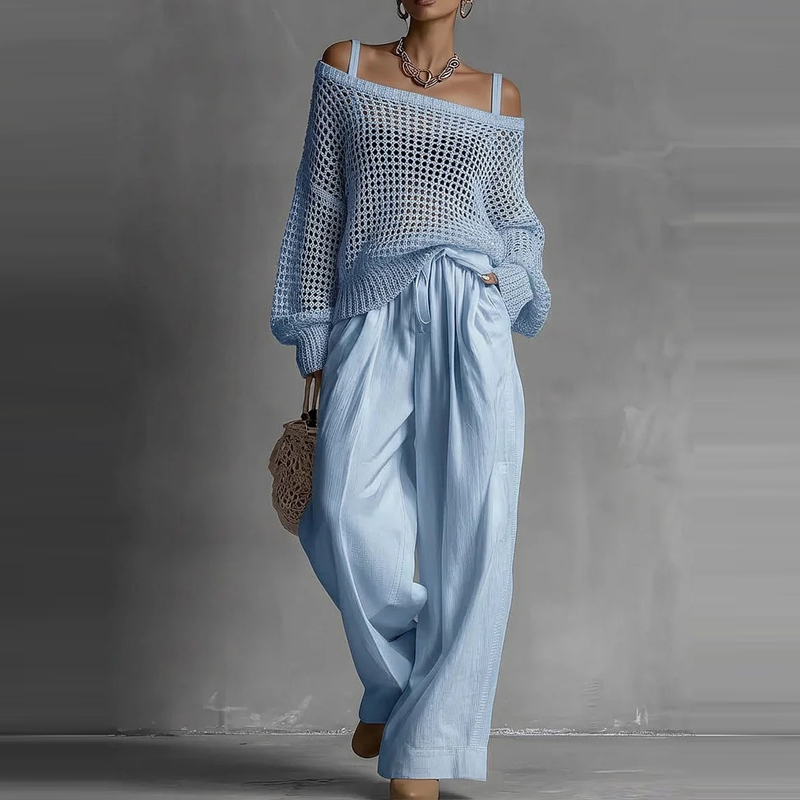 Fashion Solid One Shoulder Lon - Linen Pant Wide incelemesi ve fiyatı