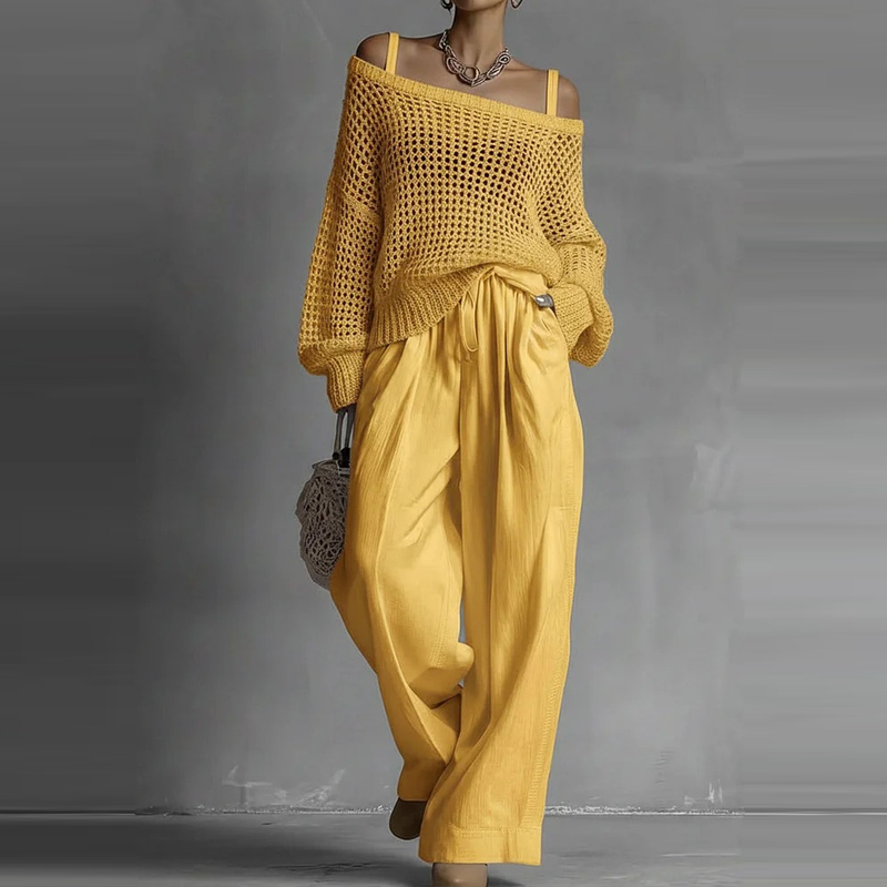 Fashion Solid One Shoulder Lon - Linen Pant Wide incelemesi ve fiyatı