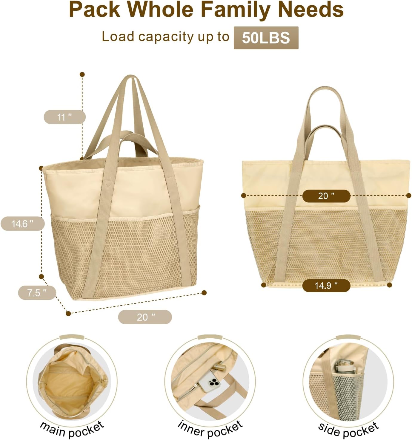 Waterproof Beach Bags for Wome - Tote Bag Beach incelemesi ve fiyatı