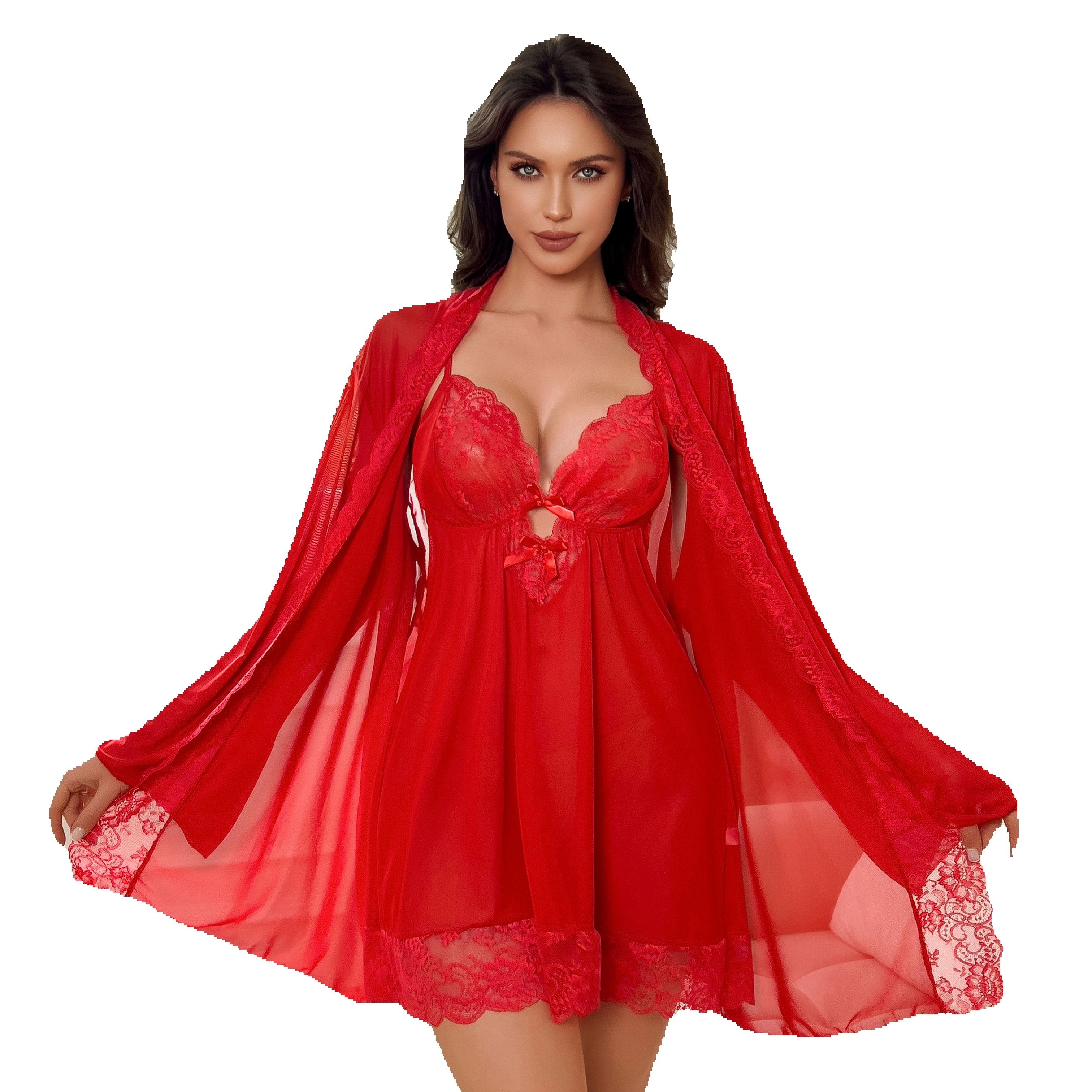 Plus Size Women Sexy Red Sheer - Kimono Sheer Floral incelemesi ve fiyatı