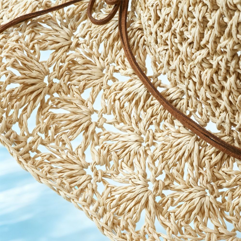 Handwoven Crochet Straw Hat Wi - Hat Floppy Wide incelemesi ve fiyatı