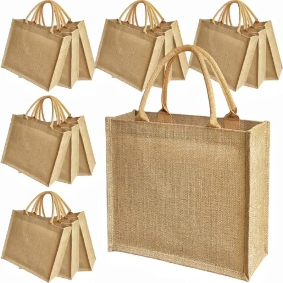 15 Pack Burlap Tote Bags 12x12 - Tote Bag Beach incelemesi ve fiyatı
