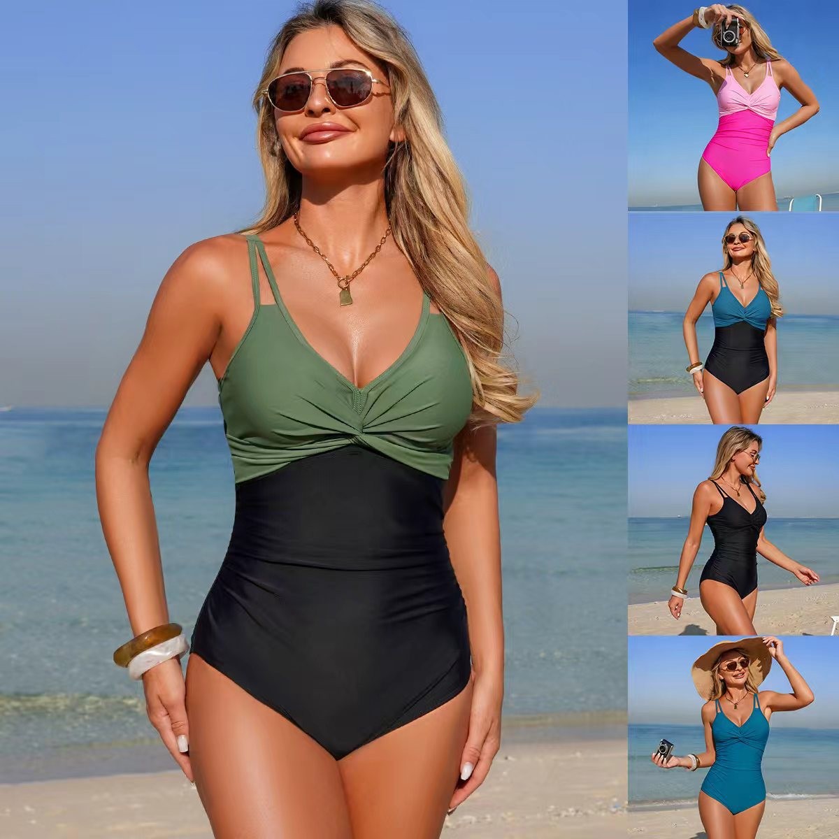 V Neck Twist Front One Piece S - Swimsuit Bikini Ruched incelemesi ve fiyatı