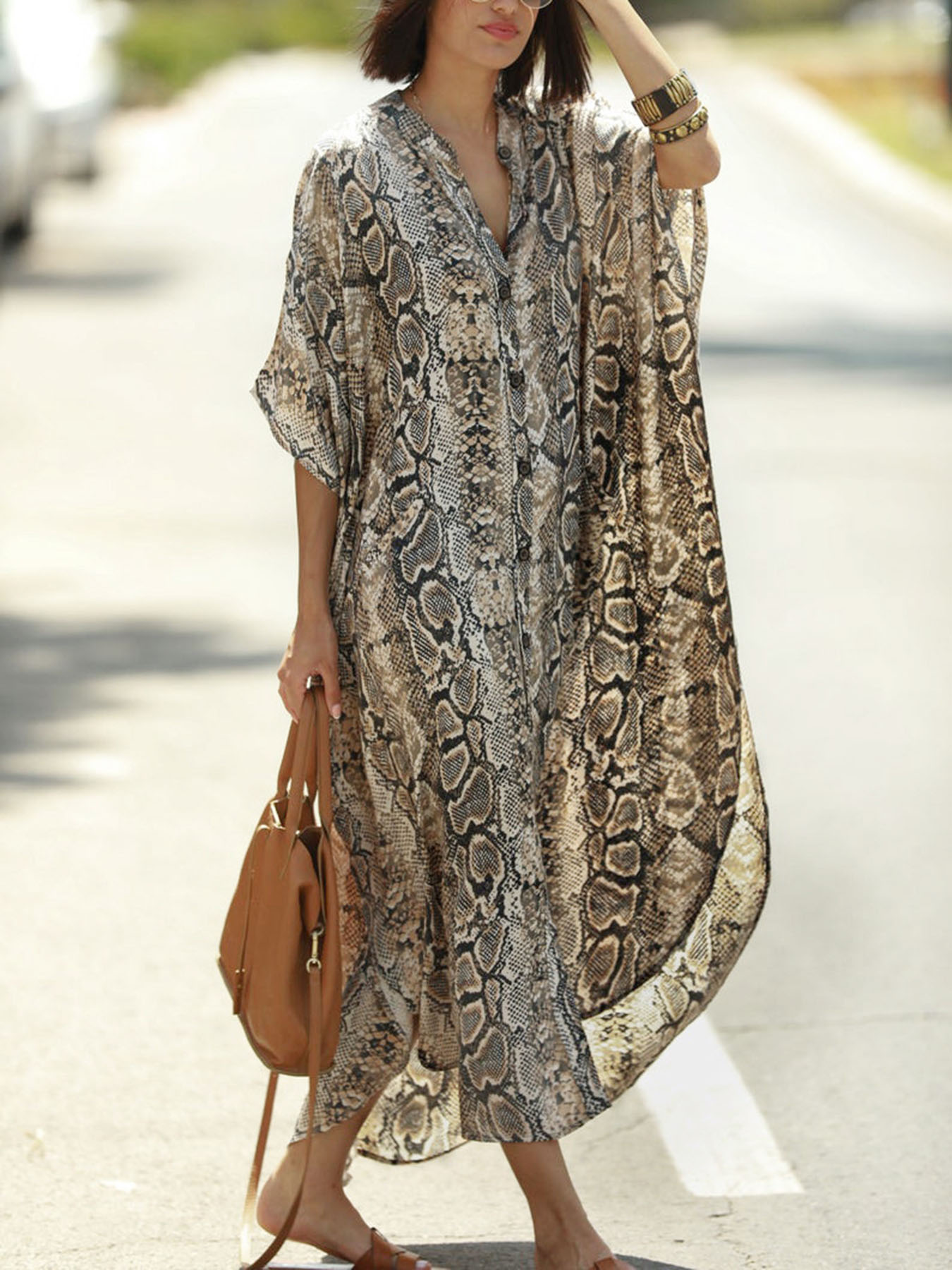 Bohemian Print Beach Cover-Up  - Cover Up Kaftan incelemesi ve fiyatı