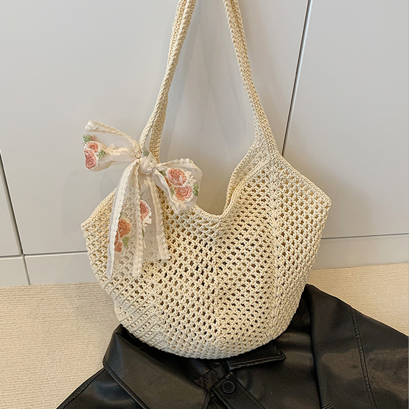 Summer Lace Bow Tote Bags Wome - Crochet Bag Raffia incelemesi ve fiyatı