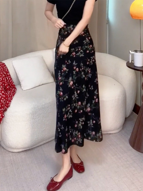 Summer New High Waist Floral P - Midi Skirt Floral incelemesi ve fiyatı