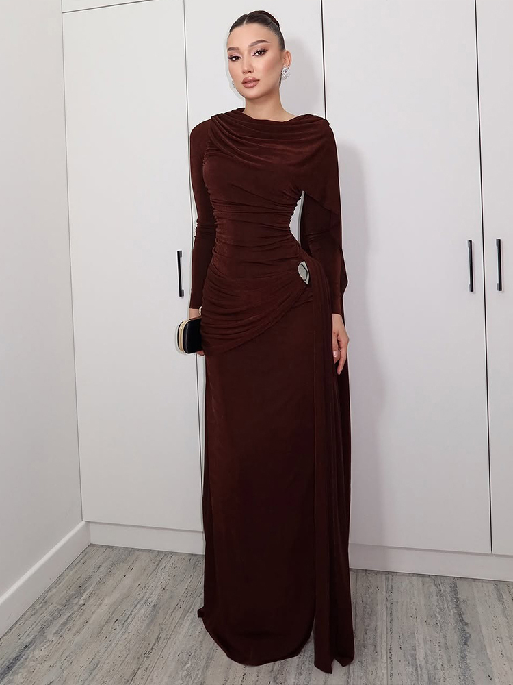 Kliou Ruched Elegant Long Dres - Linen Dress Wrap incelemesi ve fiyatı