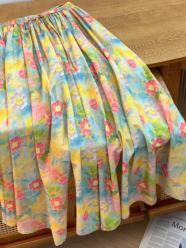Retro Artistic Large Size A-Li - Midi Skirt Floral incelemesi ve fiyatı