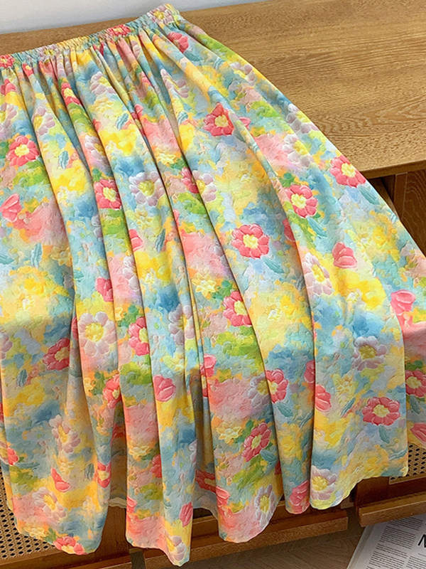 Retro Artistic Large Size A-Li - Midi Skirt Floral incelemesi ve fiyatı