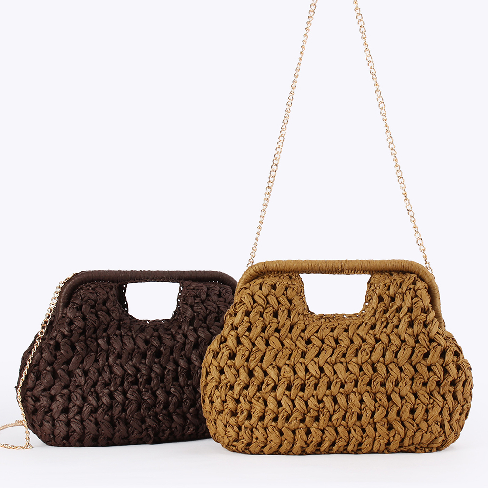 Elegant Ladies Chain Hand Knit - Crochet Bag Raffia incelemesi ve fiyatı