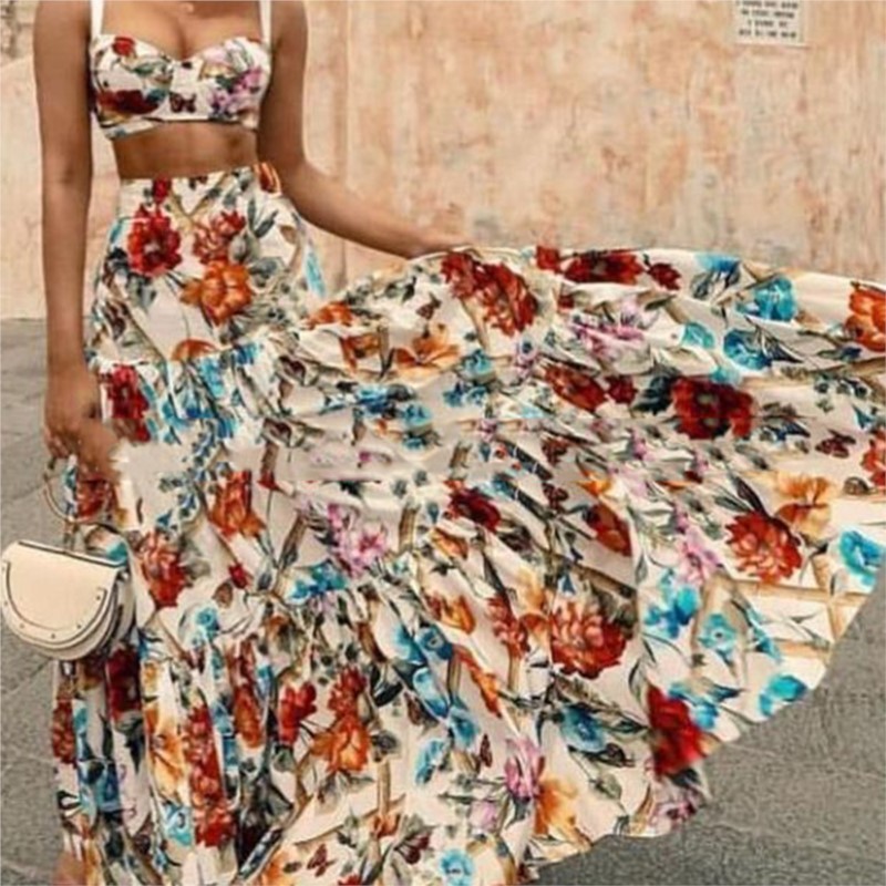 Y2K Bohemian Print Skirt Two P - Romper Floral Print incelemesi ve fiyatı