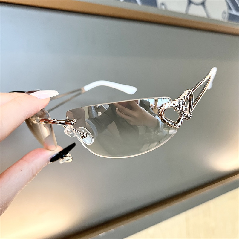 New Oval Cat Eye Frameless Mer - Sunglasses Cat Eye incelemesi ve fiyatı
