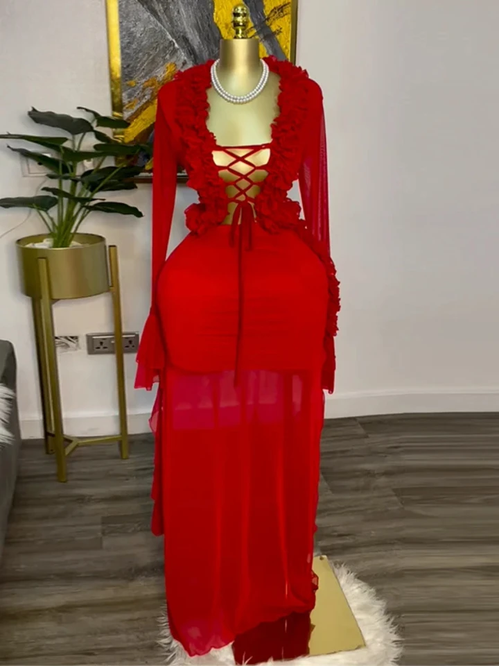 Fashion Women Set Mesh Full Sl - Crop Top Crochet incelemesi ve fiyatı