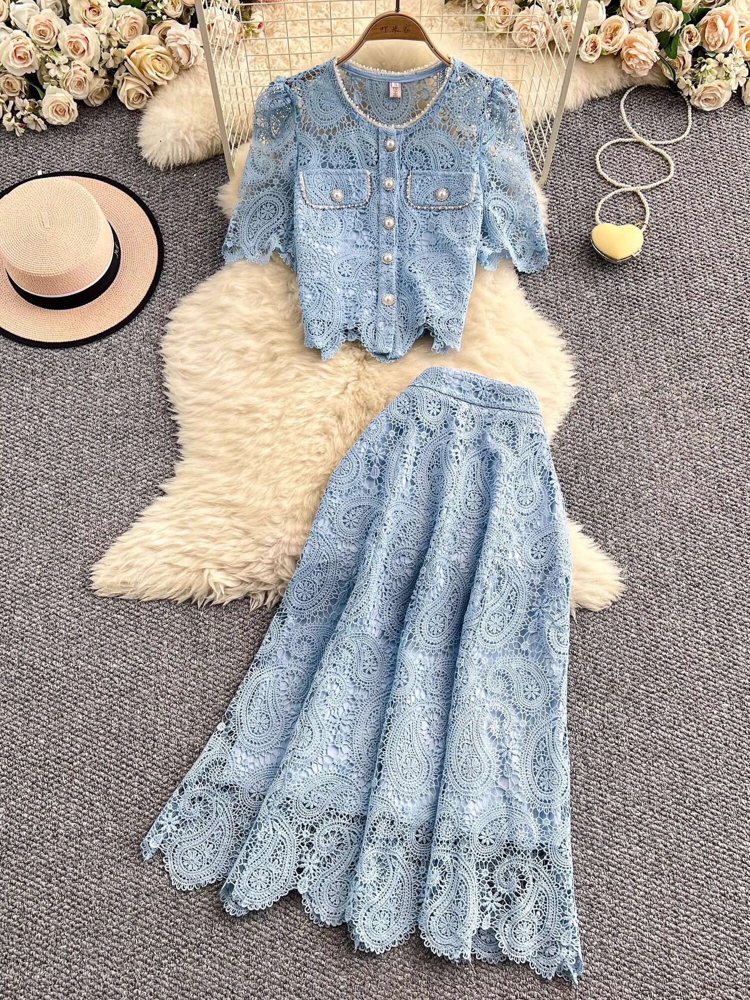 Elegant Pearl Long Dress Suits - Midi Skirt Floral incelemesi ve fiyatı