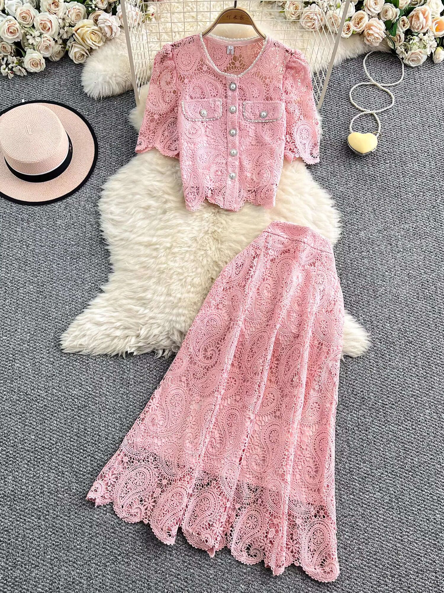 Elegant Pearl Long Dress Suits - Midi Skirt Floral incelemesi ve fiyatı