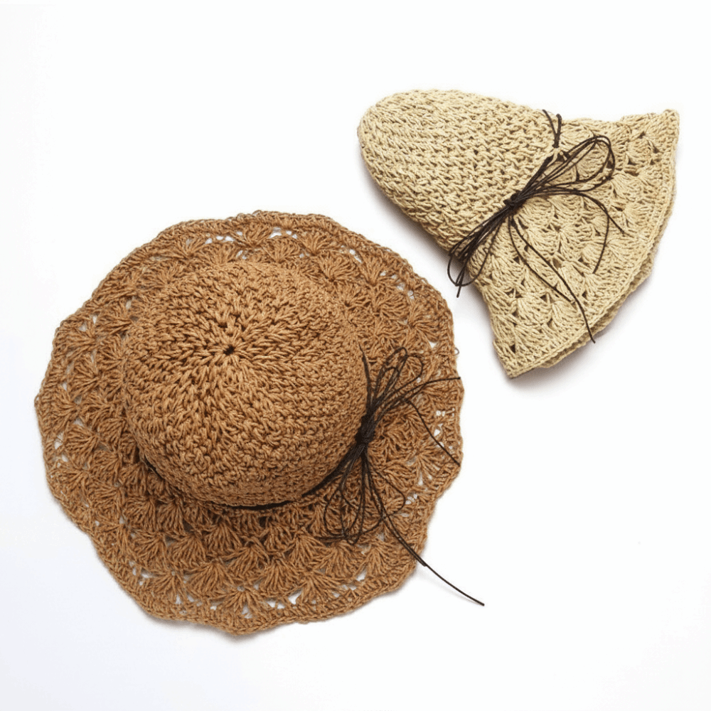Handwoven Crochet Straw Hat Fo - Hat Floppy Wide incelemesi ve fiyatı