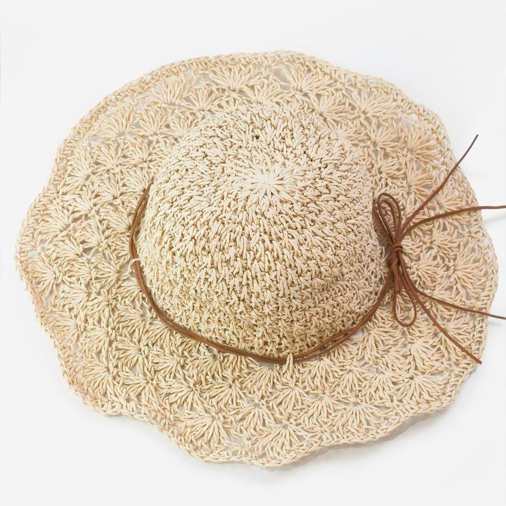 Handwoven Crochet Straw Hat Fo - Hat Floppy Wide incelemesi ve fiyatı