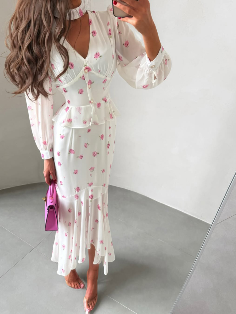 Women White Pink Floral Choker - Romper Floral Print incelemesi ve fiyatı
