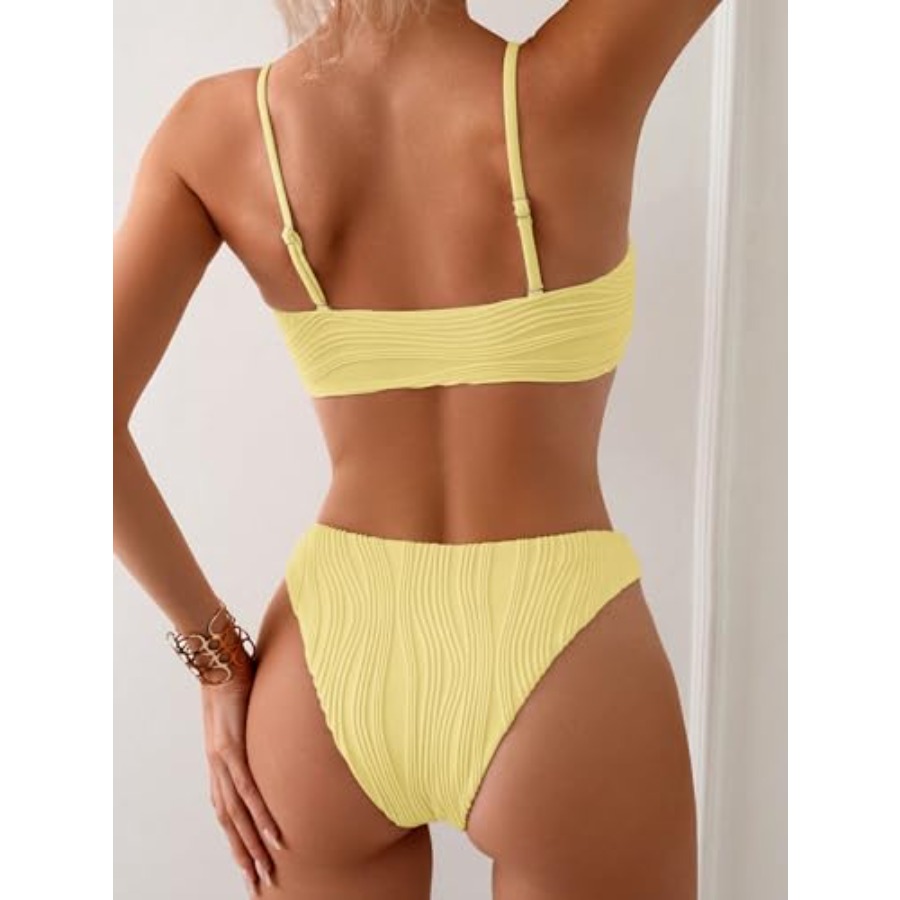 Fanuerg Women's Ribbed Bikini  - Swimsuit Bikini Ruched incelemesi ve fiyatı