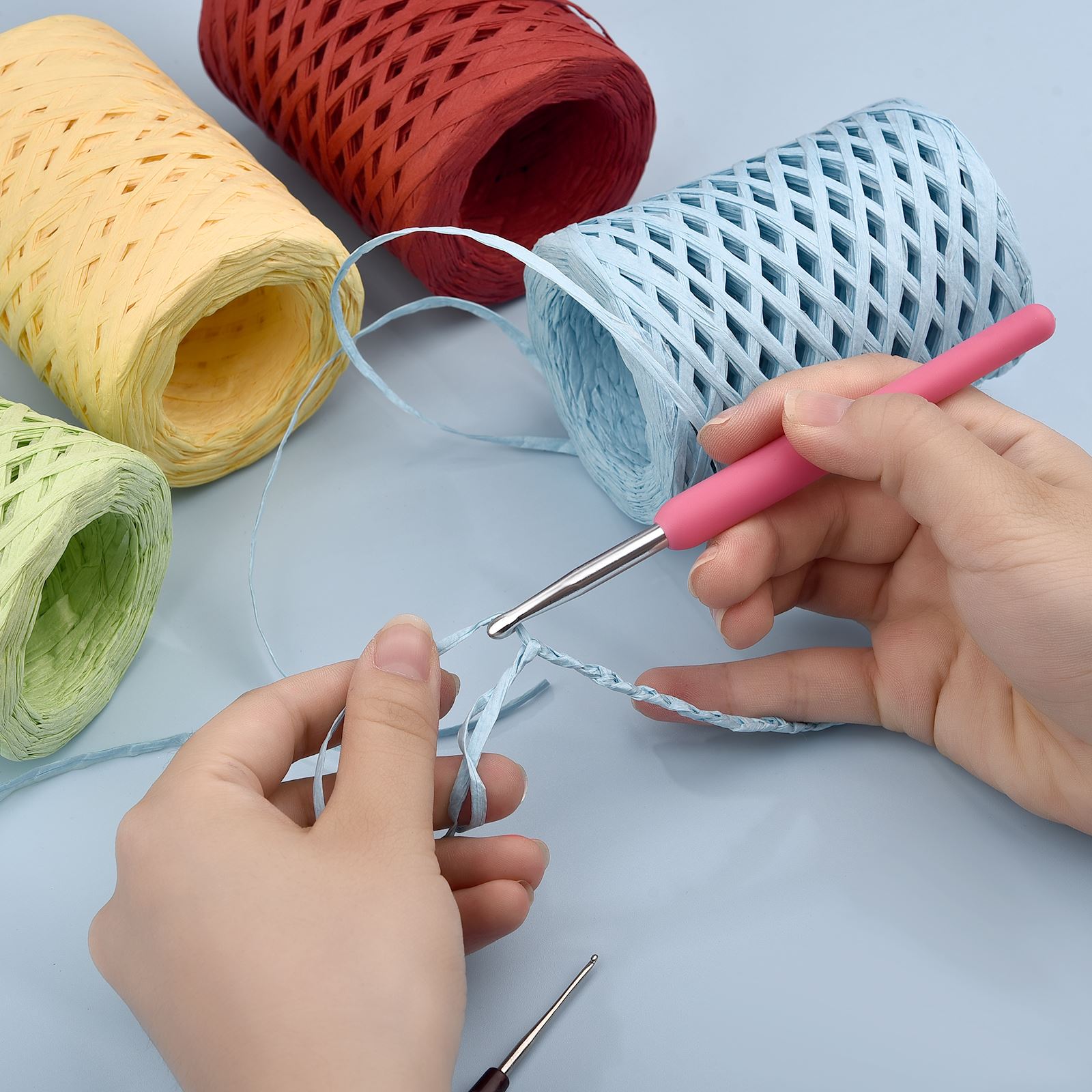 100M Natural Raffia Straw Yarn - Crochet Bag Raffia incelemesi ve fiyatı