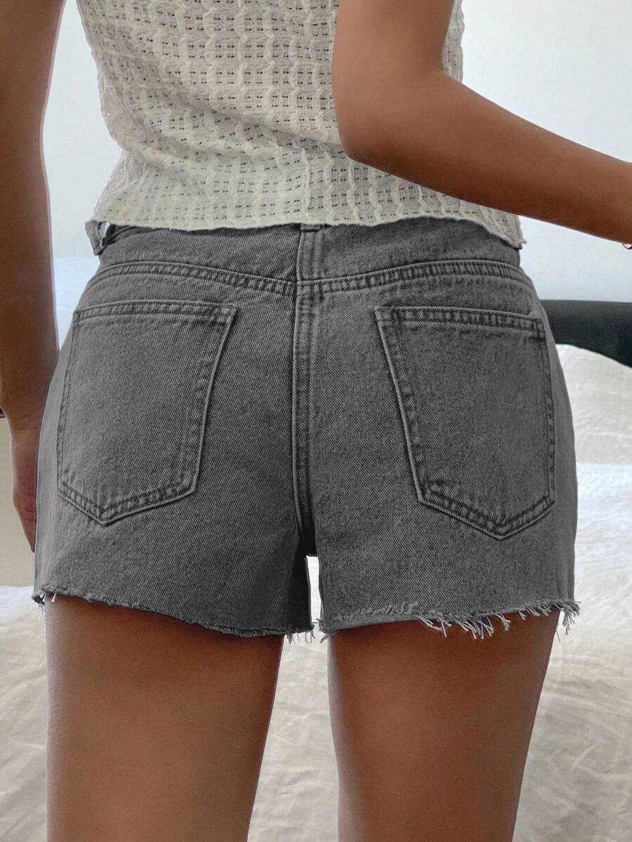 Women Casual Vintage Wash Deni - Shorts Denim Frayed incelemesi ve fiyatı