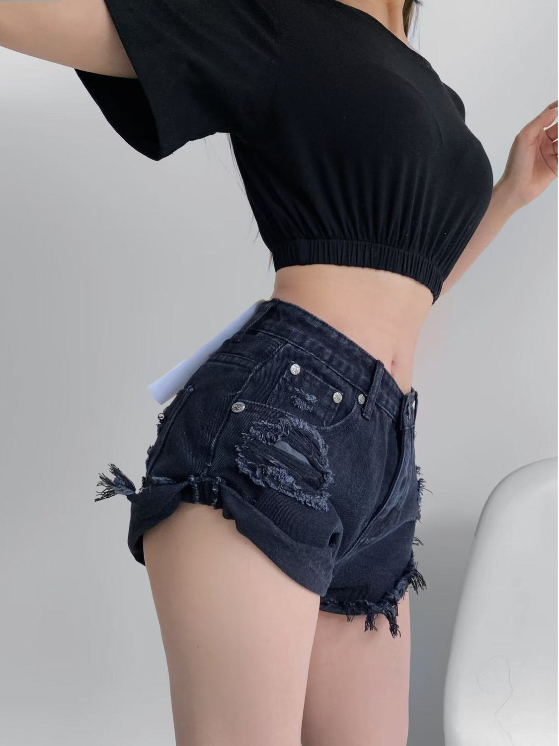Women's Low Waist Distressed D - Shorts Denim Frayed incelemesi ve fiyatı