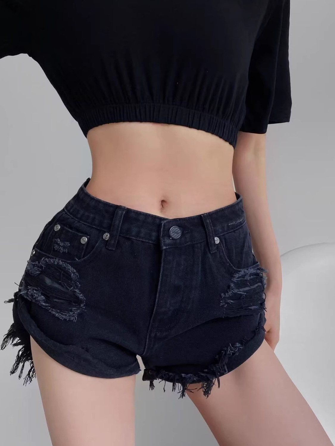 Women's Low Waist Distressed D - Shorts Denim Frayed incelemesi ve fiyatı
