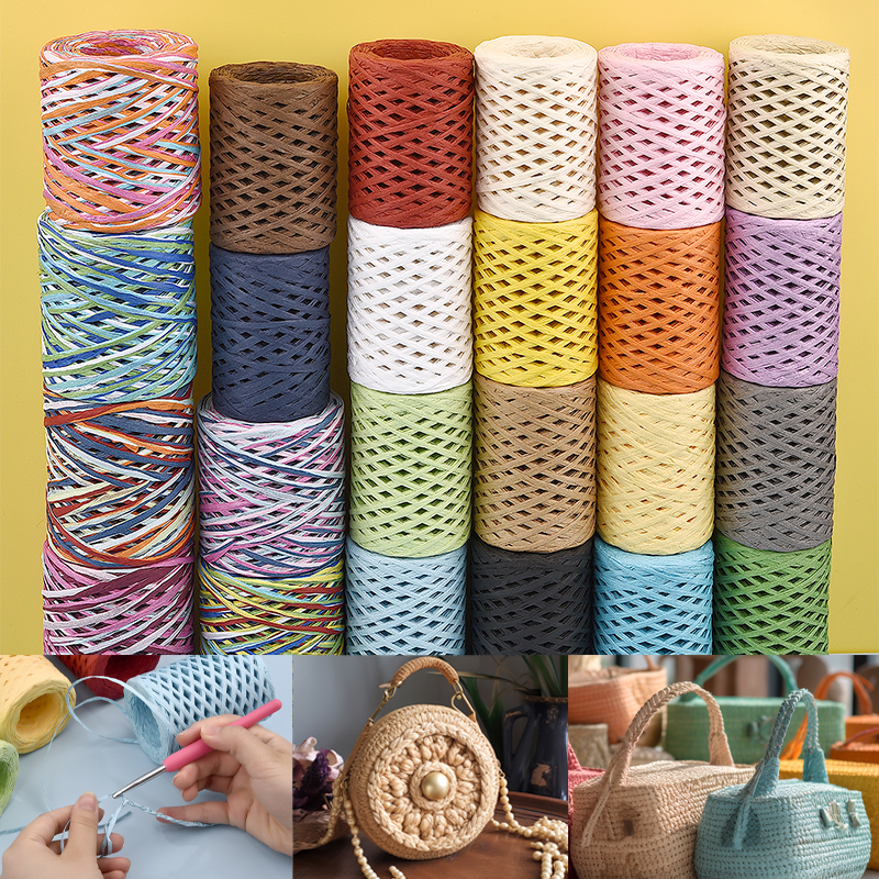 100M Natural Raffia Straw Yarn - Crochet Bag Raffia incelemesi ve fiyatı