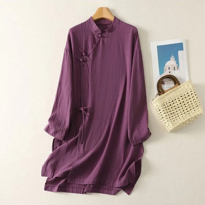 Women's Chinese Style Frog But - Linen Dress Wrap incelemesi ve fiyatı