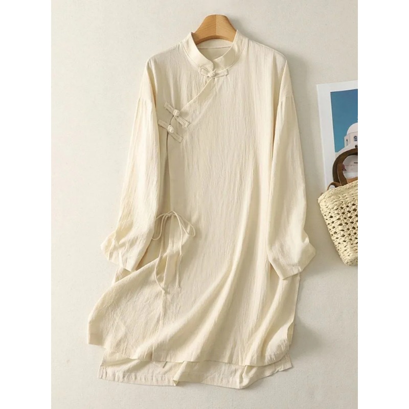 Women's Chinese Style Frog But - Linen Dress Wrap incelemesi ve fiyatı