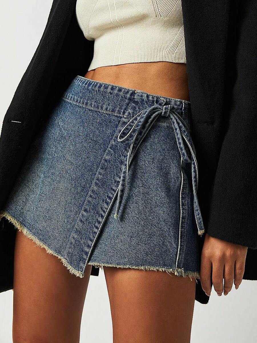 Women Denim Mini Skirt High Wa - Shorts Denim Frayed incelemesi ve fiyatı