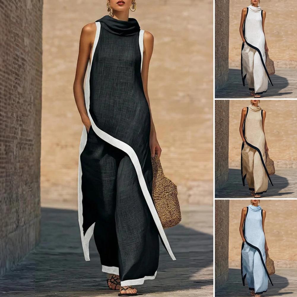 Women Color Block Cotton Linen - Linen Pant Wide incelemesi ve fiyatı