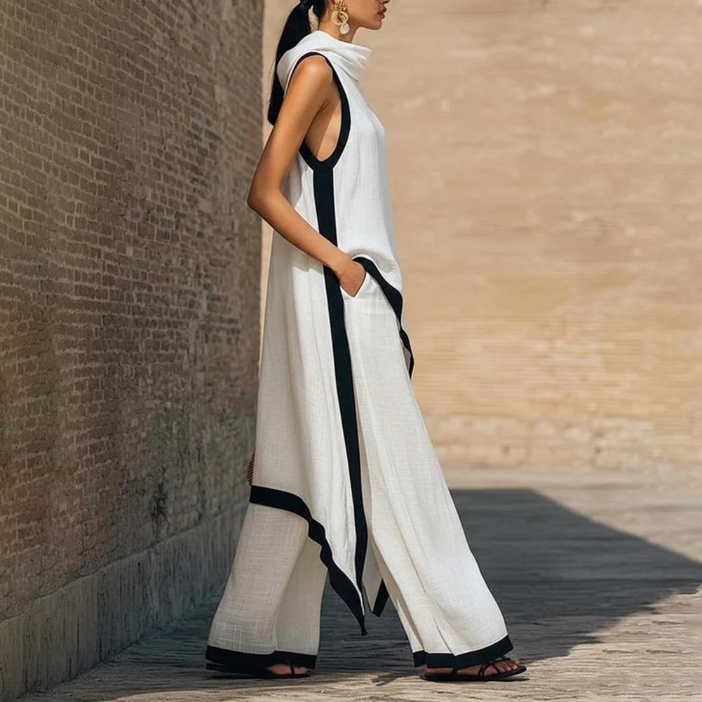 Women Color Block Cotton Linen - Linen Pant Wide incelemesi ve fiyatı