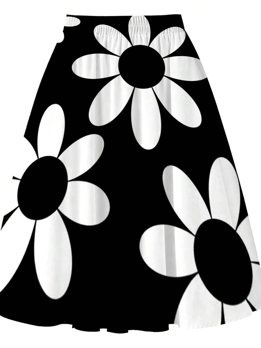 Oversized Womens Daisy Print M - Midi Skirt Floral incelemesi ve fiyatı