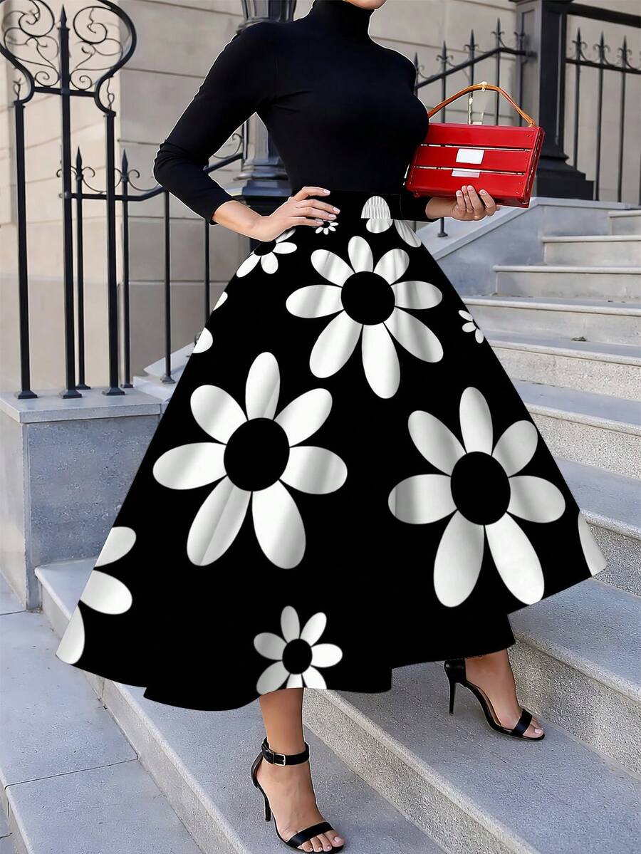 Oversized Womens Daisy Print M - Midi Skirt Floral incelemesi ve fiyatı