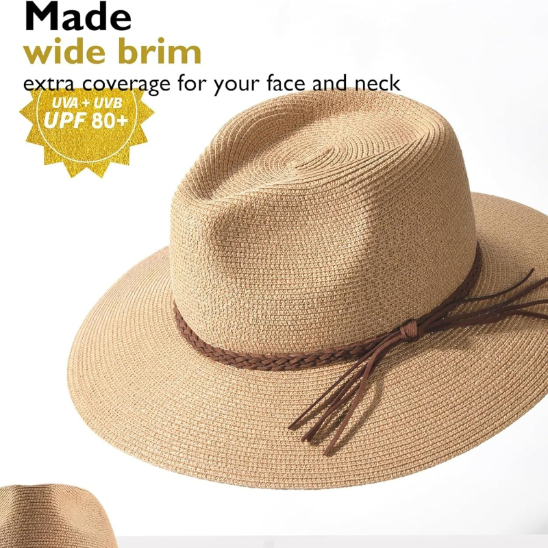 1pc Summer Straw Beach Sun Hat - Hat Floppy Wide incelemesi ve fiyatı