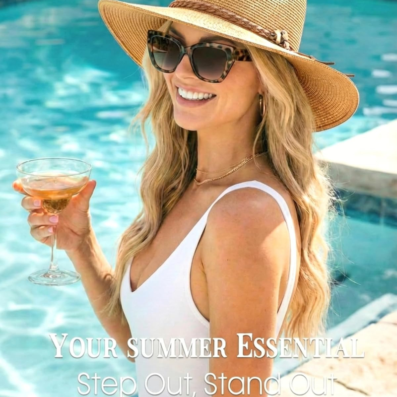 1pc Summer Straw Beach Sun Hat - Hat Floppy Wide incelemesi ve fiyatı