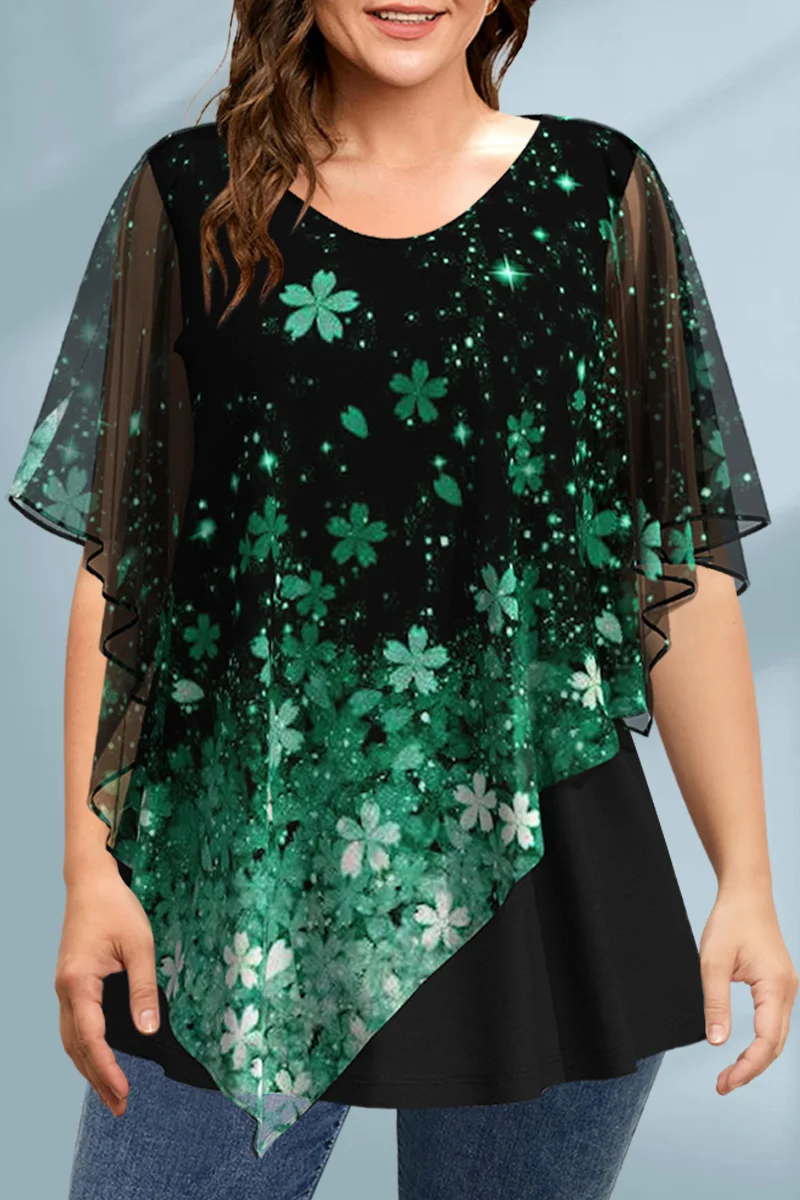 Women's Plus Size Blouse Chiff - Romper Floral Print incelemesi ve fiyatı