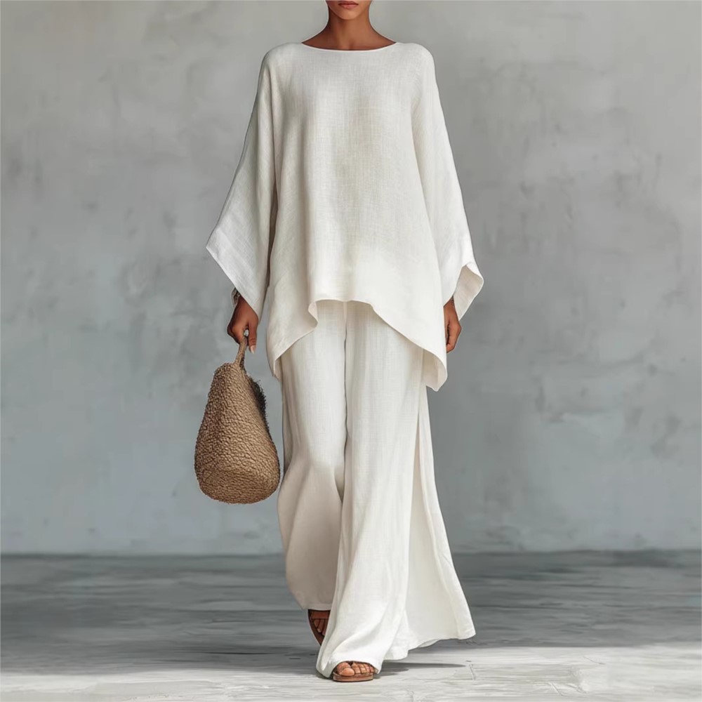 Fashion Linen Loose Long-sleev - Linen Pant Wide incelemesi ve fiyatı