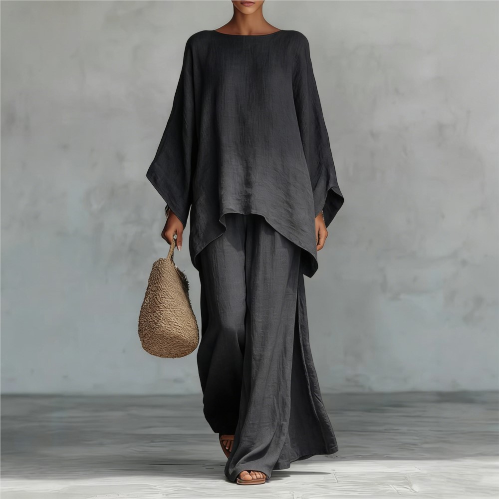 Fashion Linen Loose Long-sleev - Linen Pant Wide incelemesi ve fiyatı