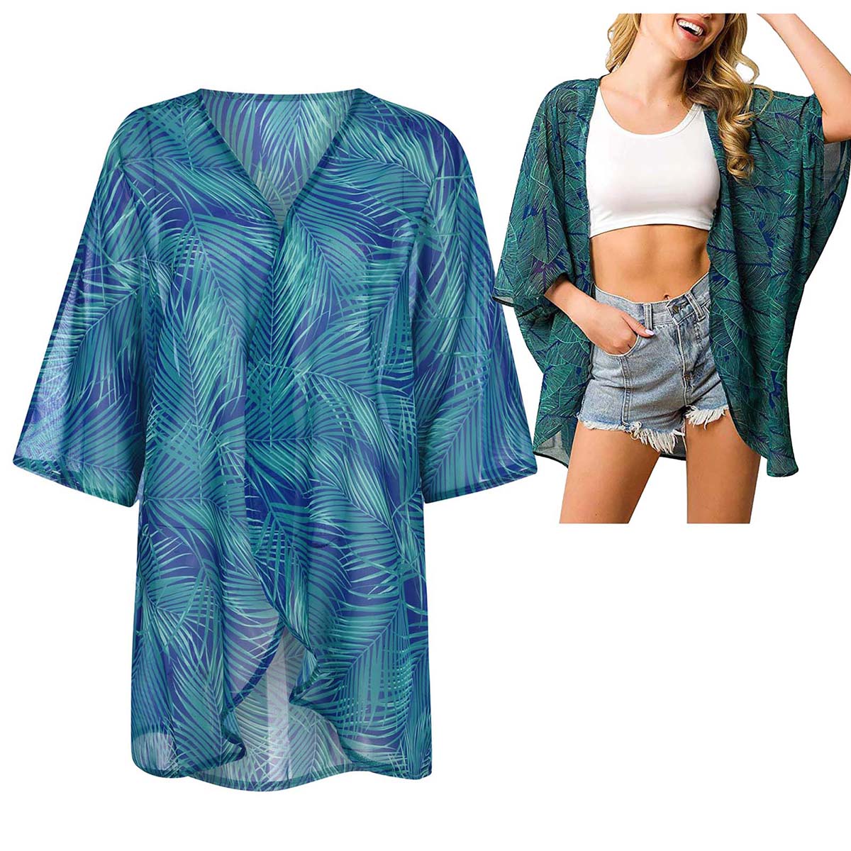 Women's Loose Sheer Chiffon Ki - Kimono Sheer Floral incelemesi ve fiyatı