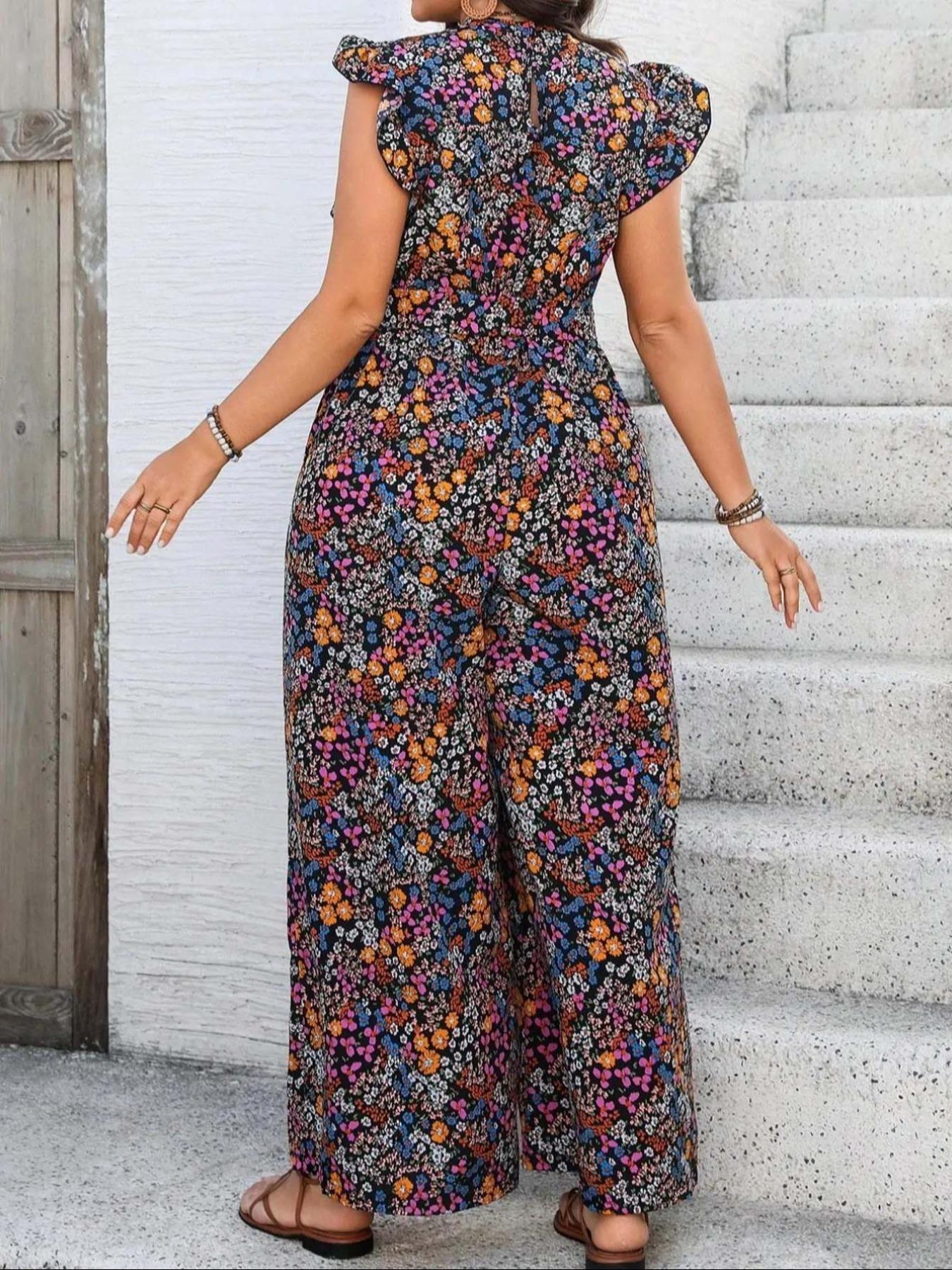 【Plus Size】 Floral Print Tie S - Romper Floral Print incelemesi ve fiyatı