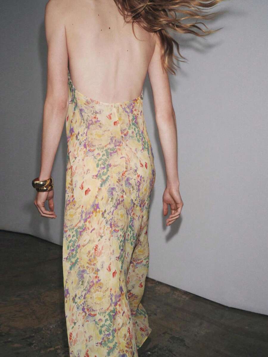 Womens Floral Maxi Halter Back - Maxi Dress Halter incelemesi ve fiyatı
