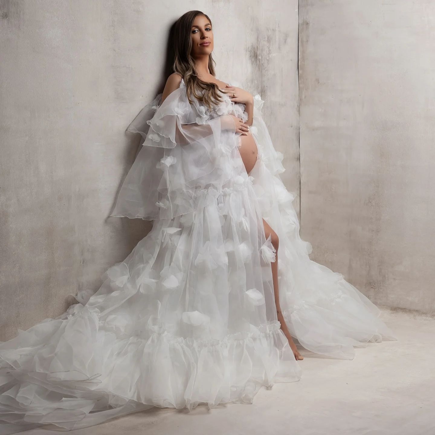 White Floral Tulle Bridal Wrap - Kimono Sheer Floral incelemesi ve fiyatı