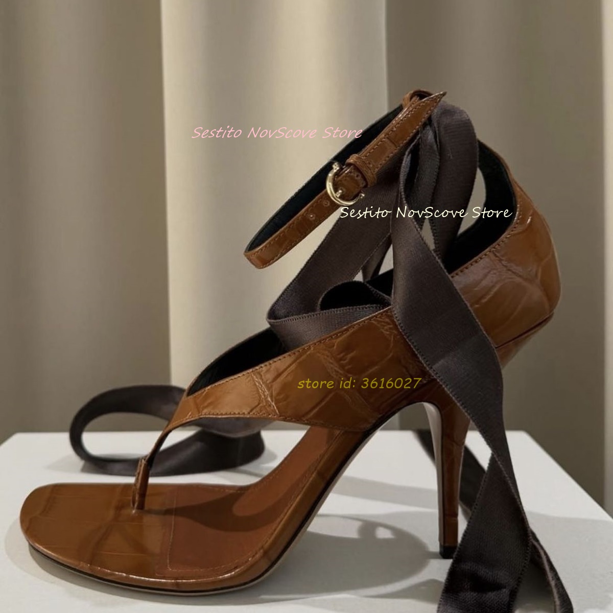 Brown Open Toe Lace Up Sandals - Cover Up Kaftan incelemesi ve fiyatı